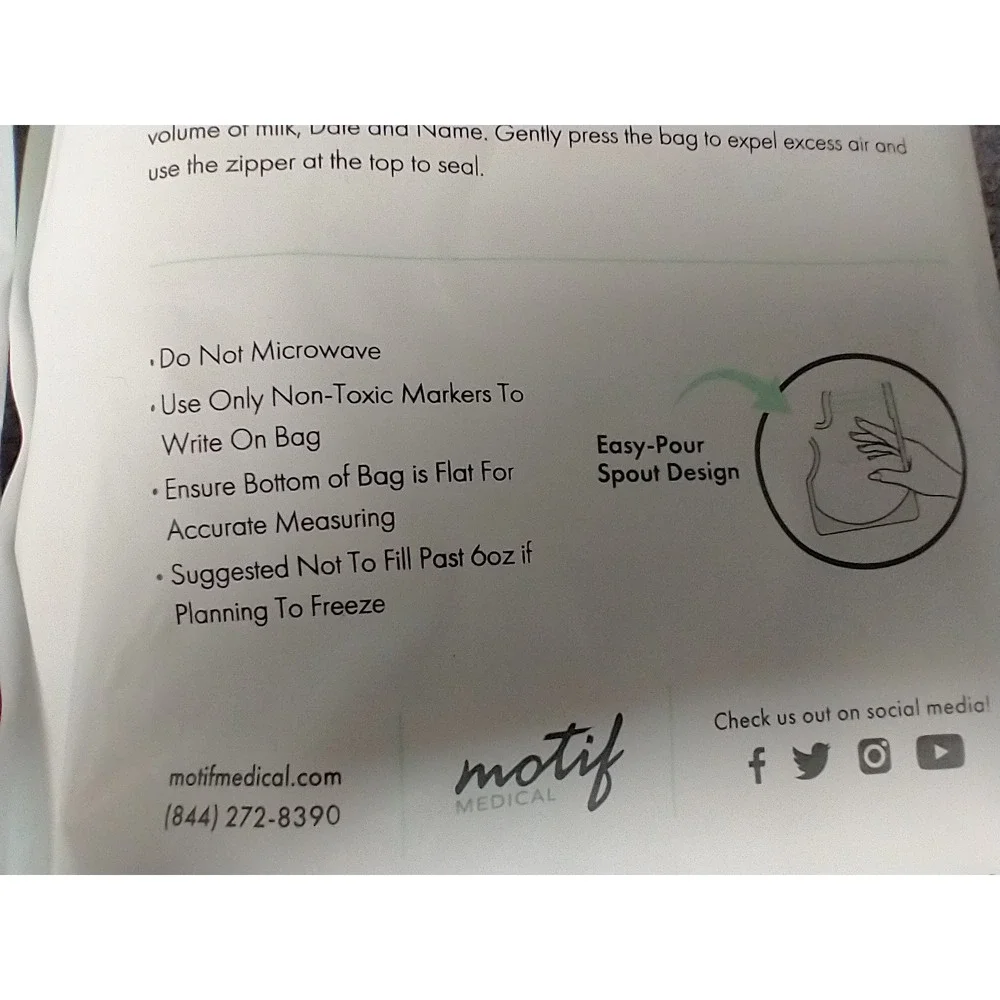 Motif Medical Breastmilk Storage Bags 8oz Leak Proof BPA Free 200 Count Total
